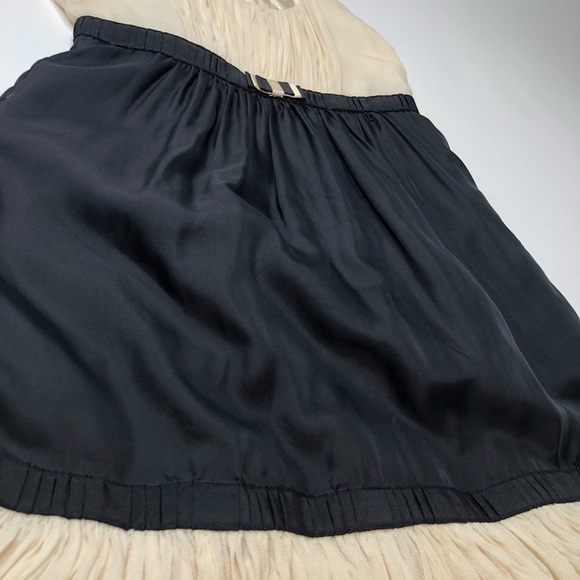 Anthropologie Yoana Baraschi Silk Black Cream Satin Ruffle Retro Cocktail - Picture 8 of 16
